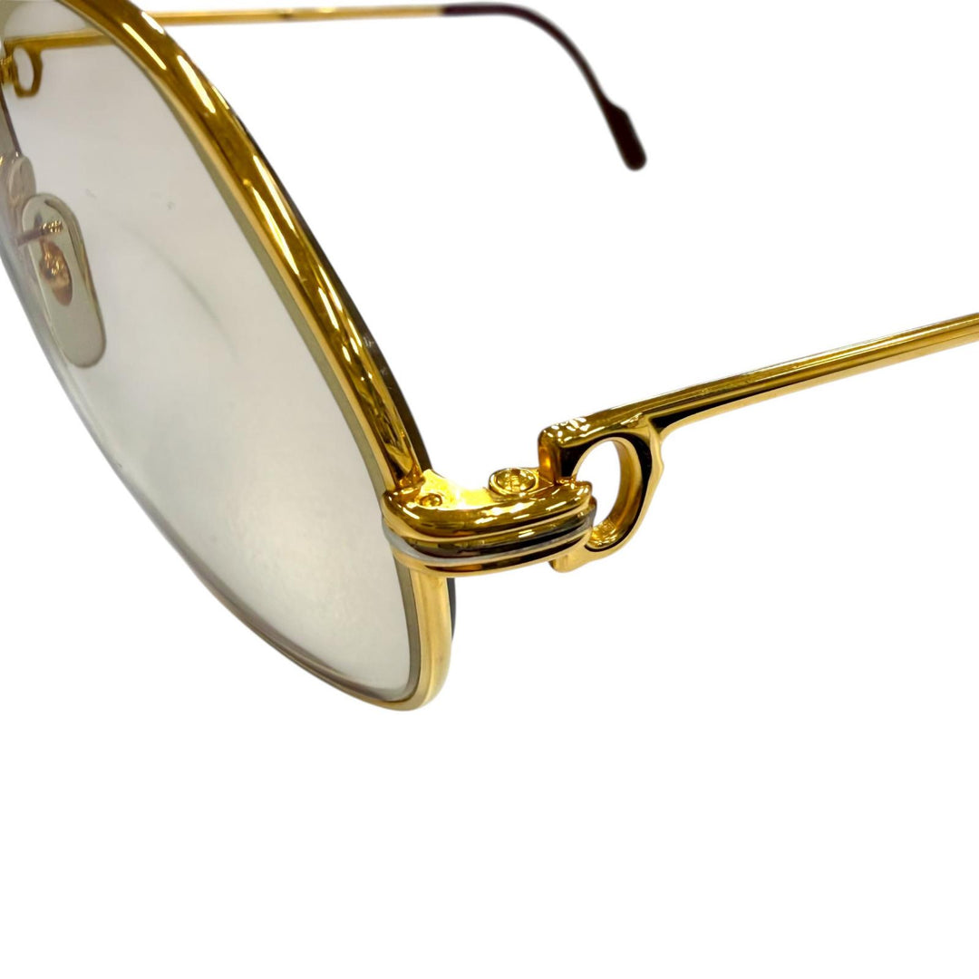 Great Cartier sunglasses Double-bridge teardrop eyewear with metal logo. gold