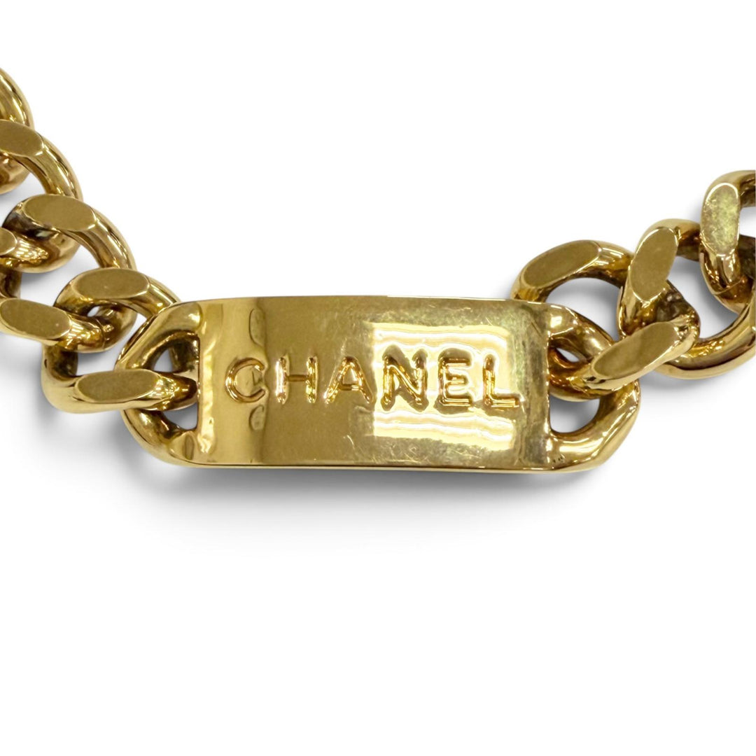 Great CHANEL belt COCO Mark coin motif with logo chain gold ー Women 94P
