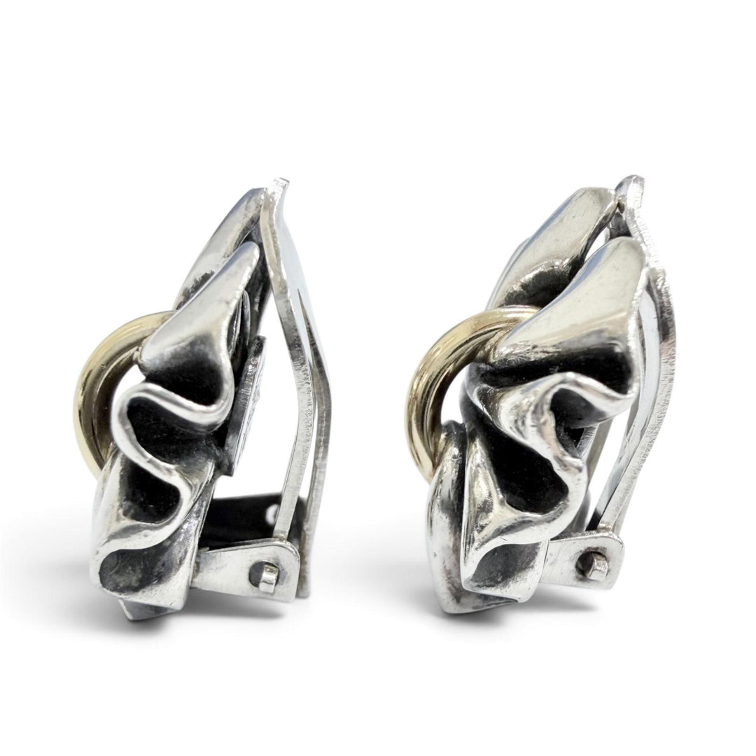 Great Georg Jensen Earring BOW Earrings - Clip-on for both ears Silver 925 401