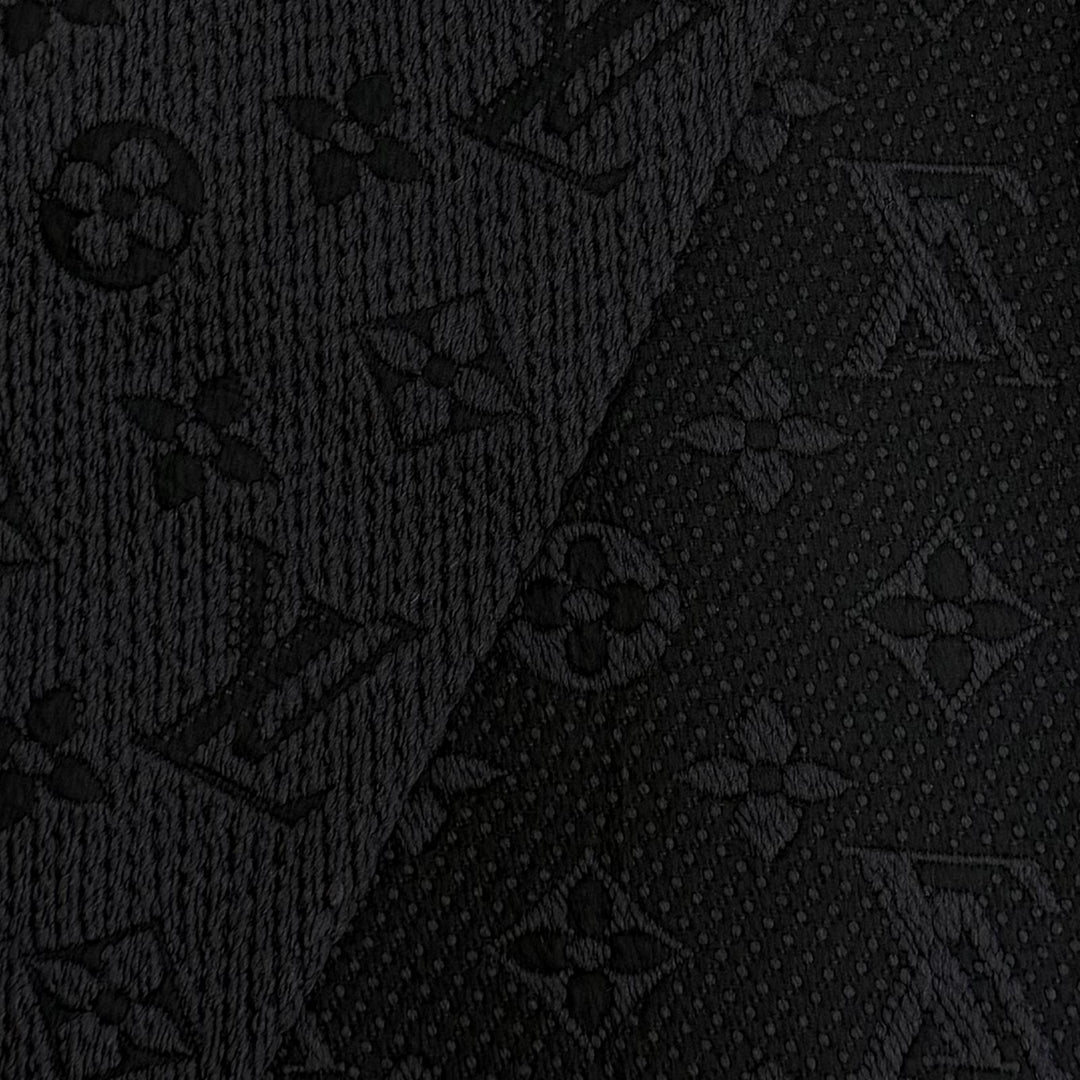 Great LOUIS VUITTON Scarf Echal Progomania Monogram fringe black wool 413287