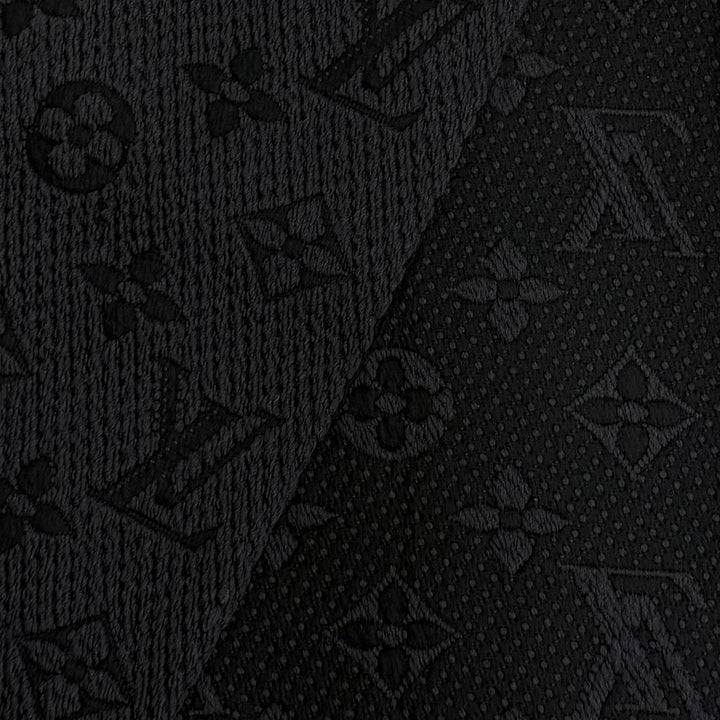 Great LOUIS VUITTON Scarf Echal Progomania Monogram fringe black wool 413287