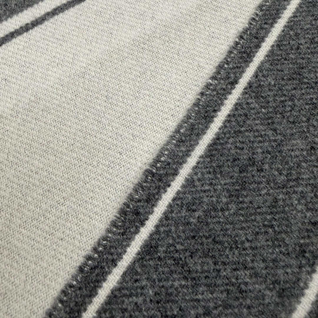 Excellent HERMES Scarf Credu H Leather patch with fringe gray cashmere mens