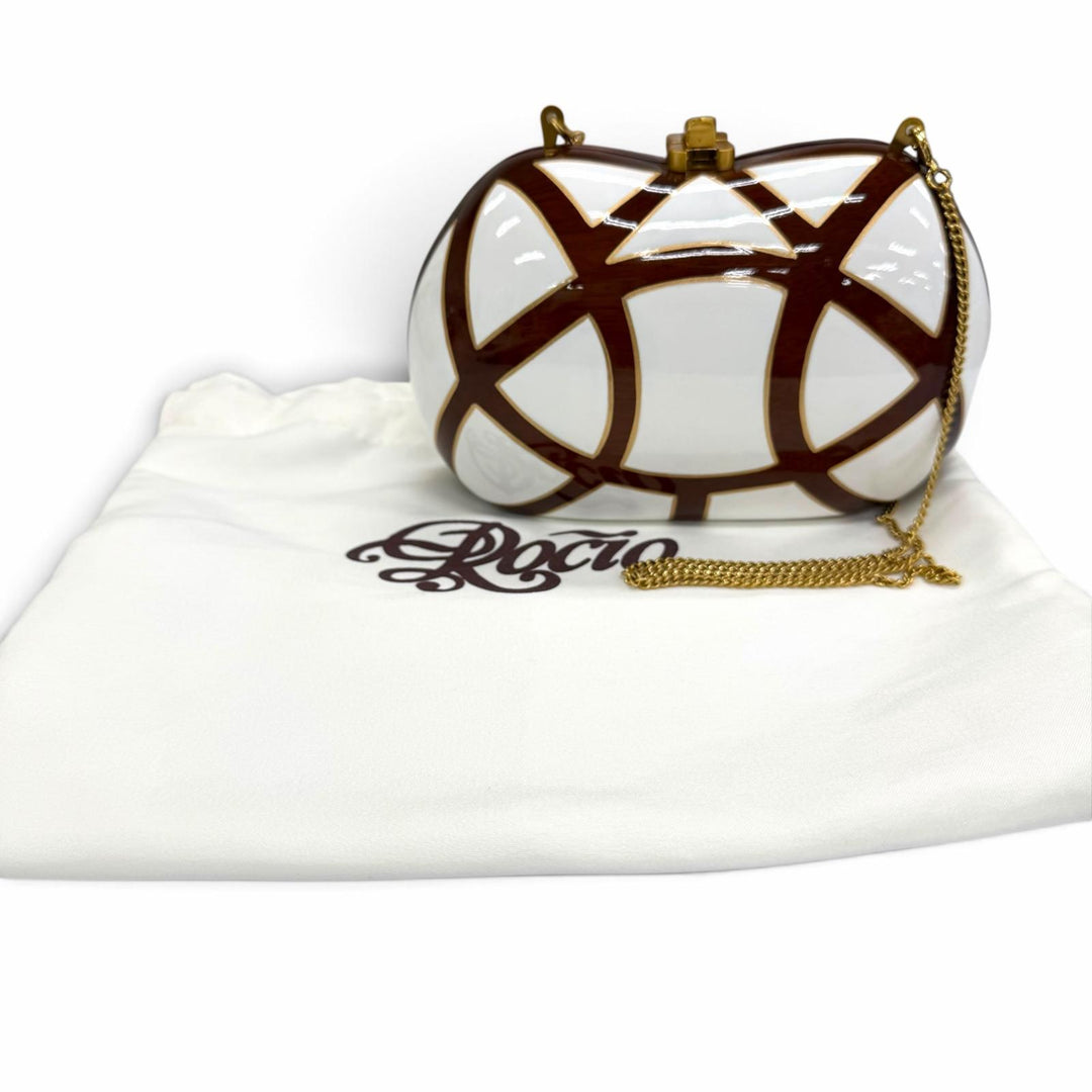 Excellent ROCIO Clutch bag RAMESSES CLASSIC Chain Wood Bag white Women