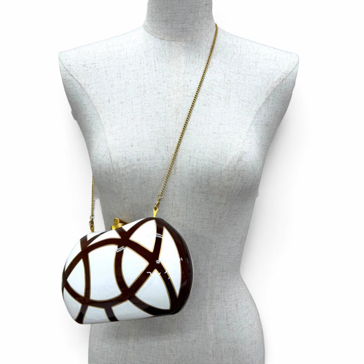 Excellent ROCIO Clutch bag RAMESSES CLASSIC Chain Wood Bag white Women