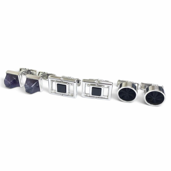 Excellent Dunhill Cufflinks cufflinks Square Circle Three-Piece Set Silver 925