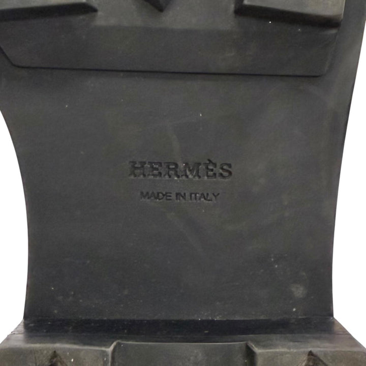 Great HERMES short boots funk Kelly Buckle Lace-Up Leather black 35 222070Z