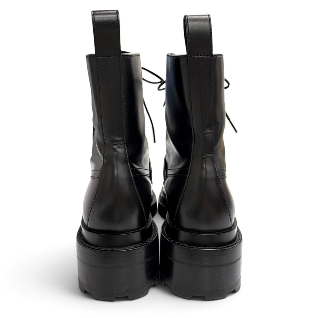 Great HERMES short boots funk Kelly Buckle Lace-Up Leather black 35 222070Z