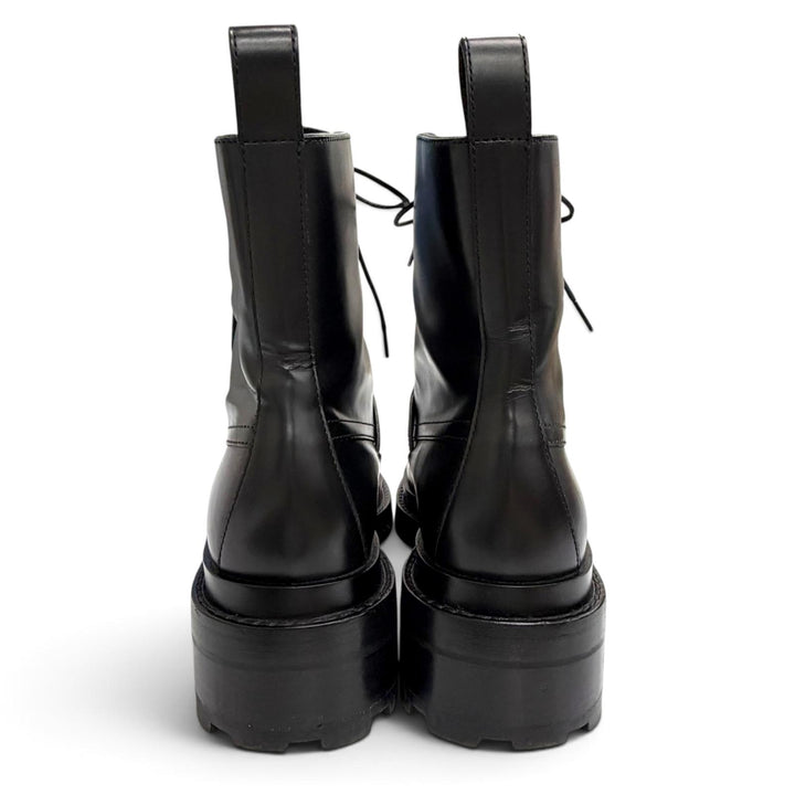 Great HERMES short boots funk Kelly Buckle Lace-Up Leather black 35 222070Z