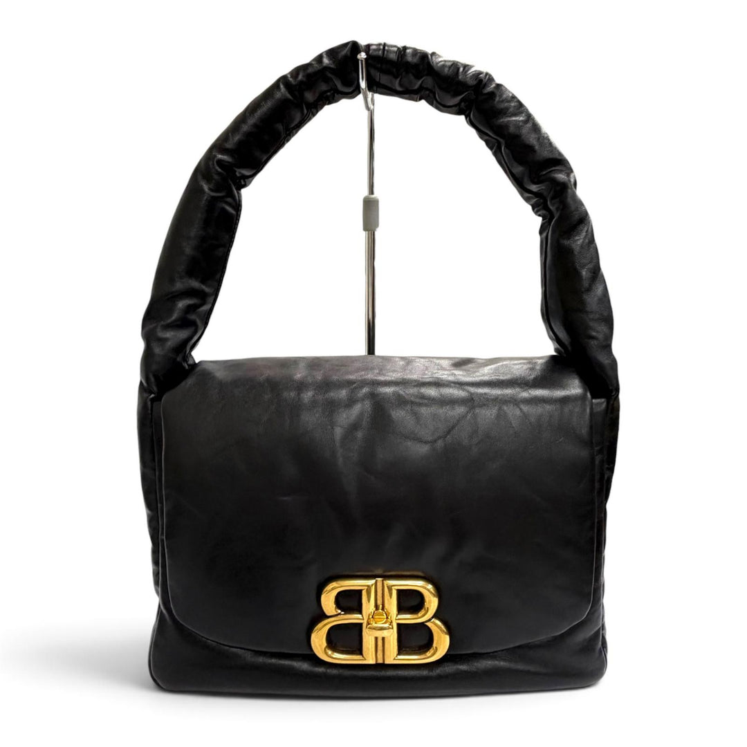 Excellent BALENCIAGA Shoulder Bag MONACO Sling bag with one handle black 787896