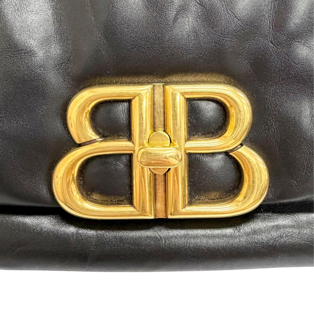 Excellent BALENCIAGA Shoulder Bag MONACO Sling bag with one handle black 787896