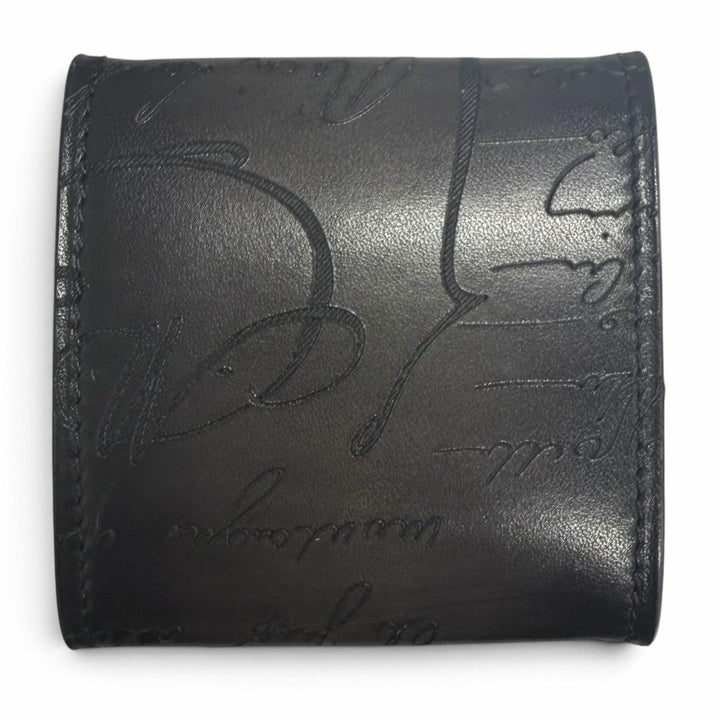 Excellent BERLUTI Coin case Origin Money Purse Calligraphy Nero Grigio