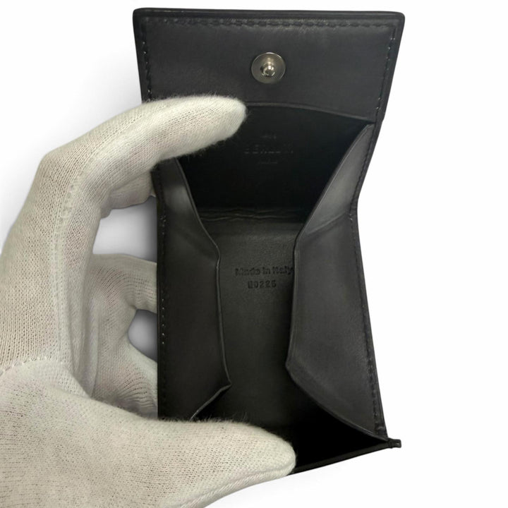 Excellent BERLUTI Coin case Origin Money Purse Calligraphy Nero Grigio