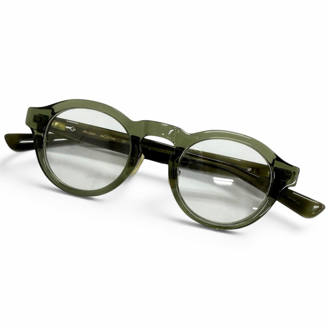 Great 999.9 Glasses Boston Frame Clear Khaki mens FN-0544