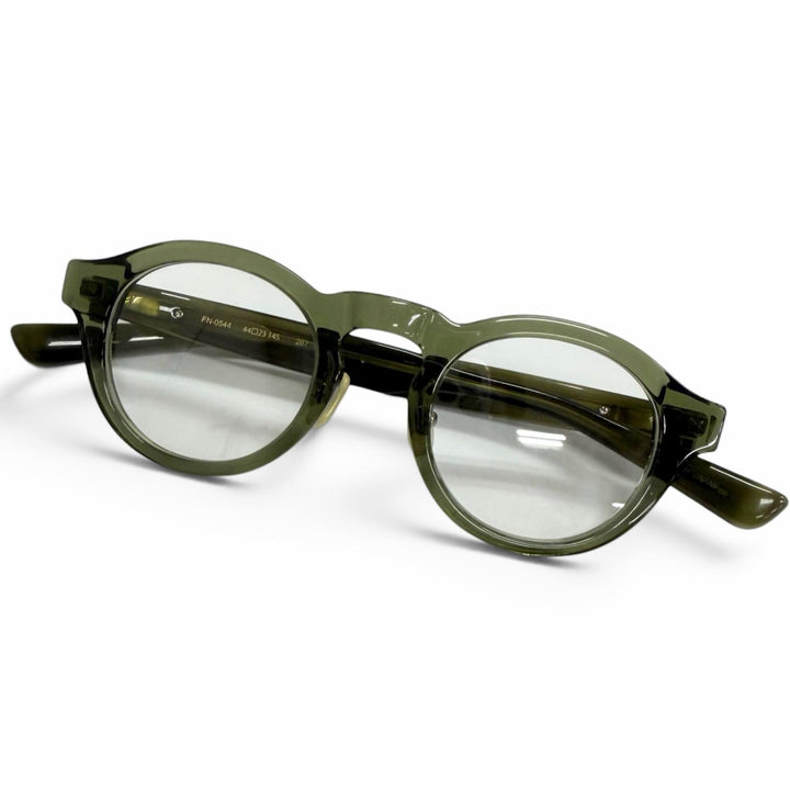 Great 999.9 Glasses Boston Frame Clear Khaki mens FN-0544