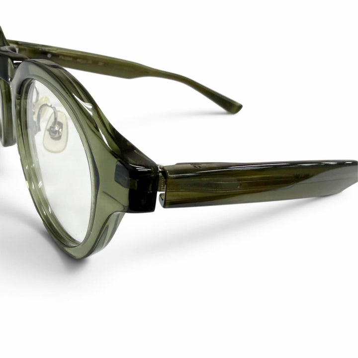 Great 999.9 Glasses Boston Frame Clear Khaki mens FN-0544