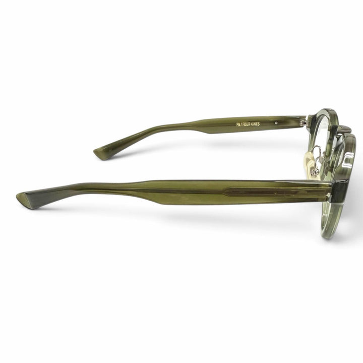 Great 999.9 Glasses Boston Frame Clear Khaki mens FN-0544