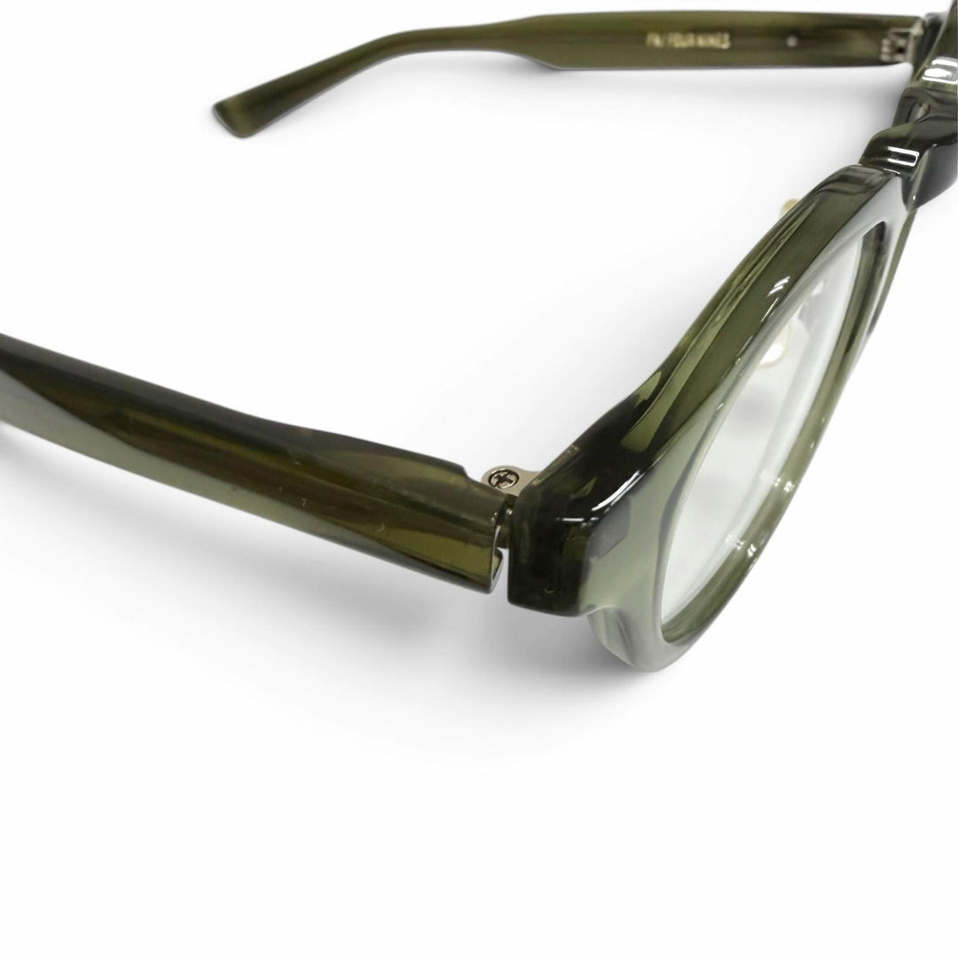 Great 999.9 Glasses Boston Frame Clear Khaki mens FN-0544