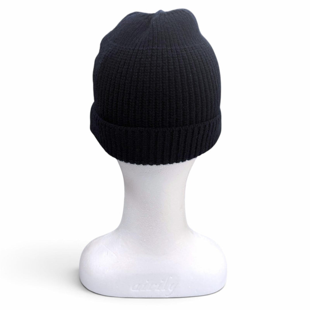 Great PRADA Knit cap Triangle logo, triangular plate, hat Virgin wool L UMD489
