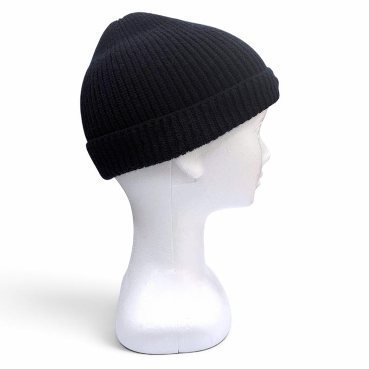 Great PRADA Knit cap Triangle logo, triangular plate, hat Virgin wool L UMD489