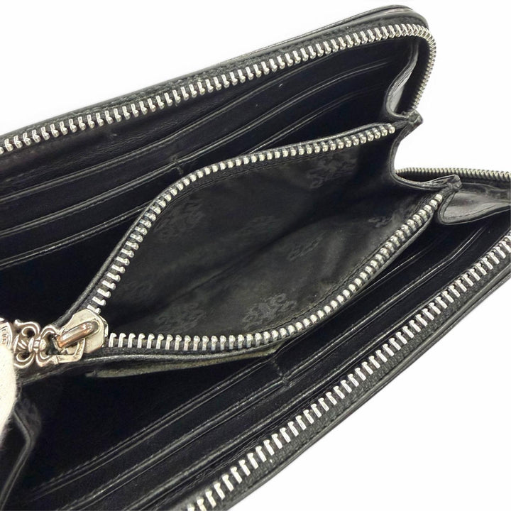Very Good CHROME HEARTS Purse REC F ZIP PLANE Plain Scroll Label Long Wallet