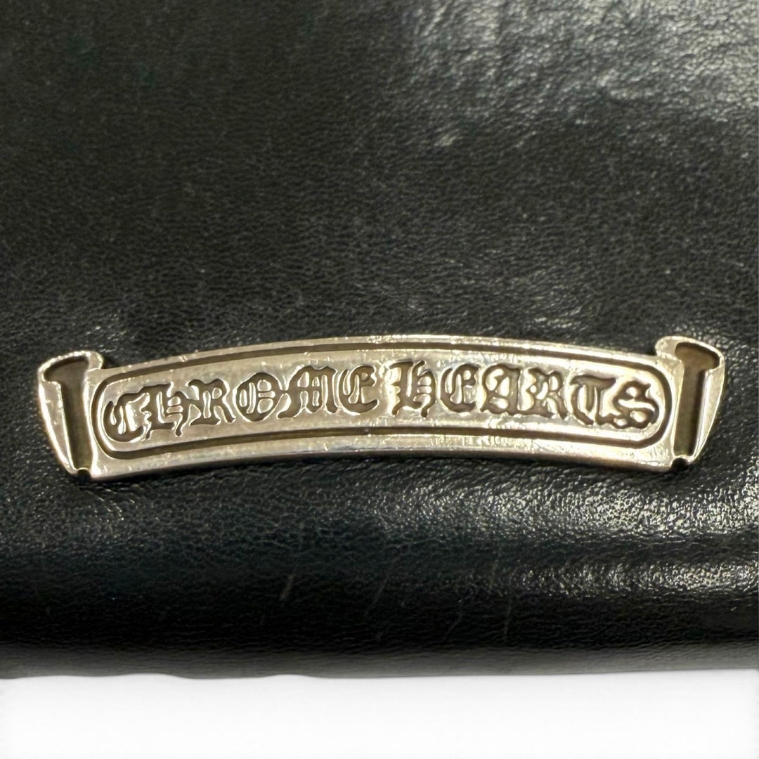 Very Good CHROME HEARTS Purse REC F ZIP PLANE Plain Scroll Label Long Wallet