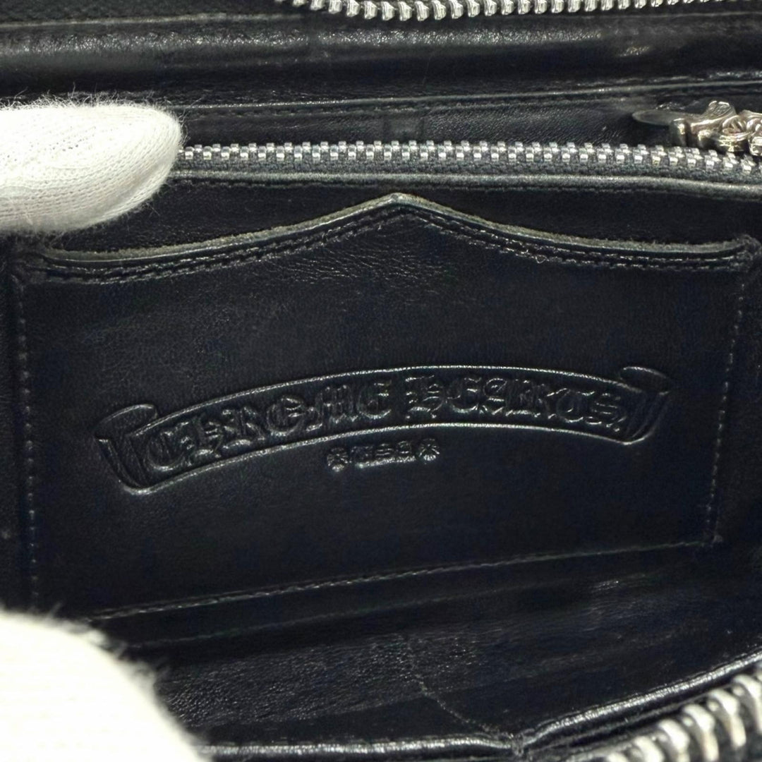 Very Good CHROME HEARTS Purse REC F ZIP PLANE Plain Scroll Label Long Wallet