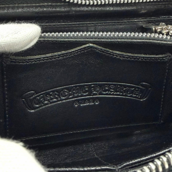 Very Good CHROME HEARTS Purse REC F ZIP PLANE Plain Scroll Label Long Wallet
