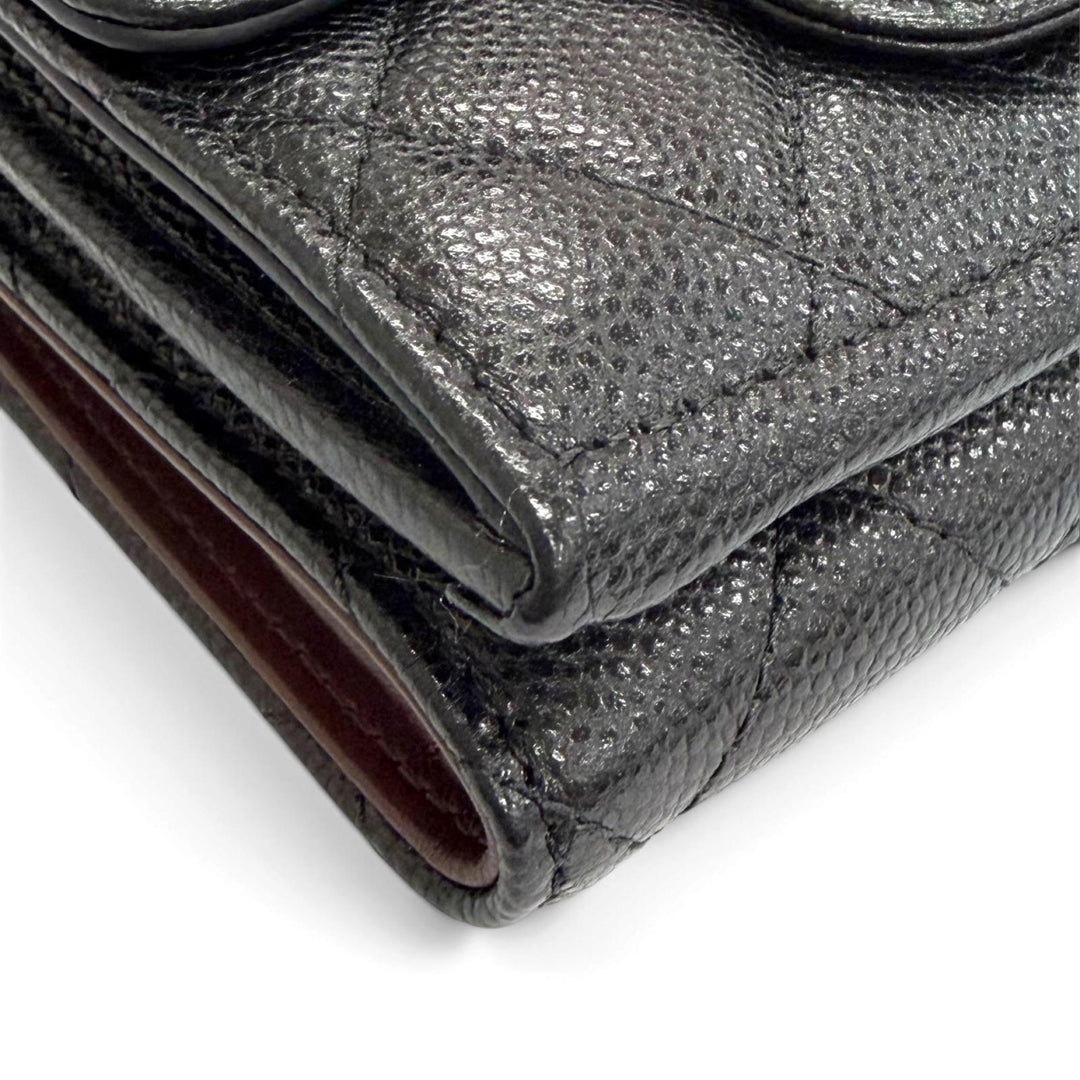 Excellent CHANEL Matelassé Timeless Classic Small Flap Wallet AP0230