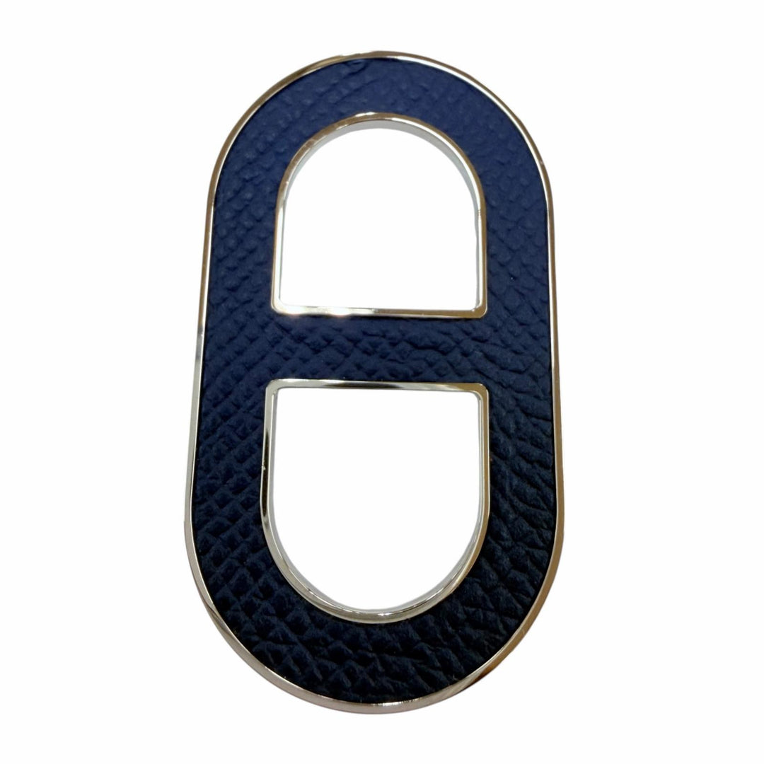 Excellent HERMES Brooch Chaine d'Ancre Brooch Current product Navy leather Women