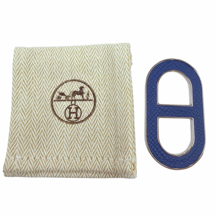 Excellent HERMES Brooch Chaine d'Ancre Brooch Current product Navy leather Women
