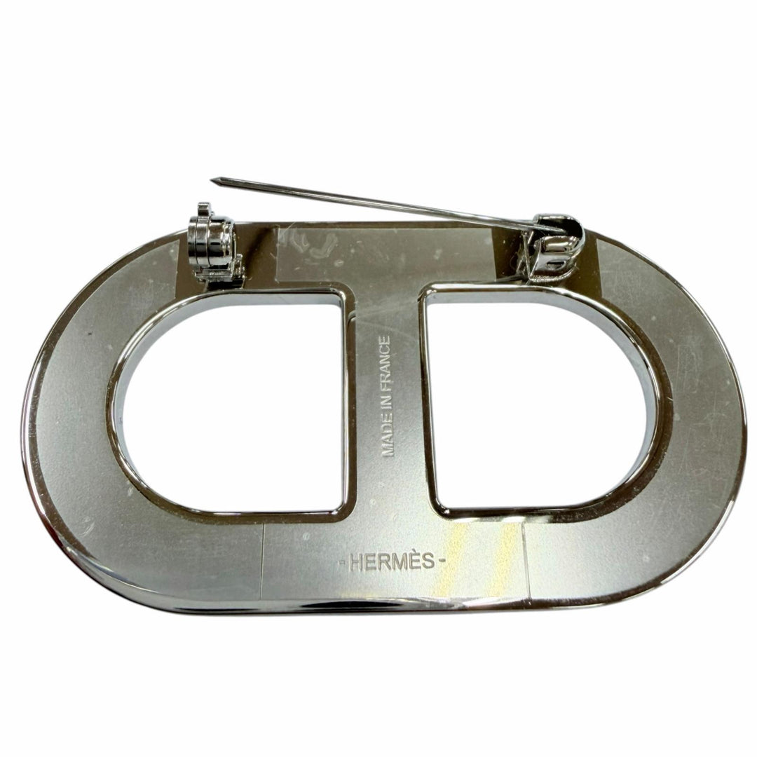Excellent HERMES Brooch Chaine d'Ancre Brooch Current product Navy leather Women