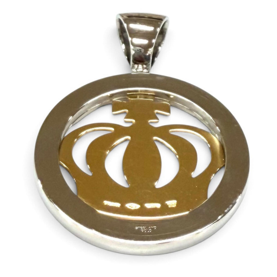 Great BVLGARI Necklace Tondo Crown Pendant Necklace Top Yellow Gold 750(YG) mens