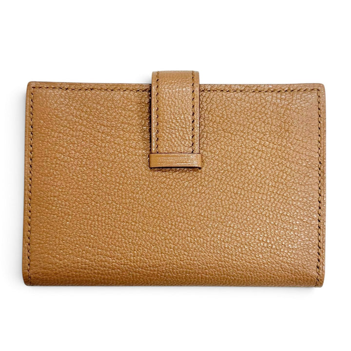 Pristine HERMES Bifold Wallet Bearn Mini Card case with coin case Shave Women