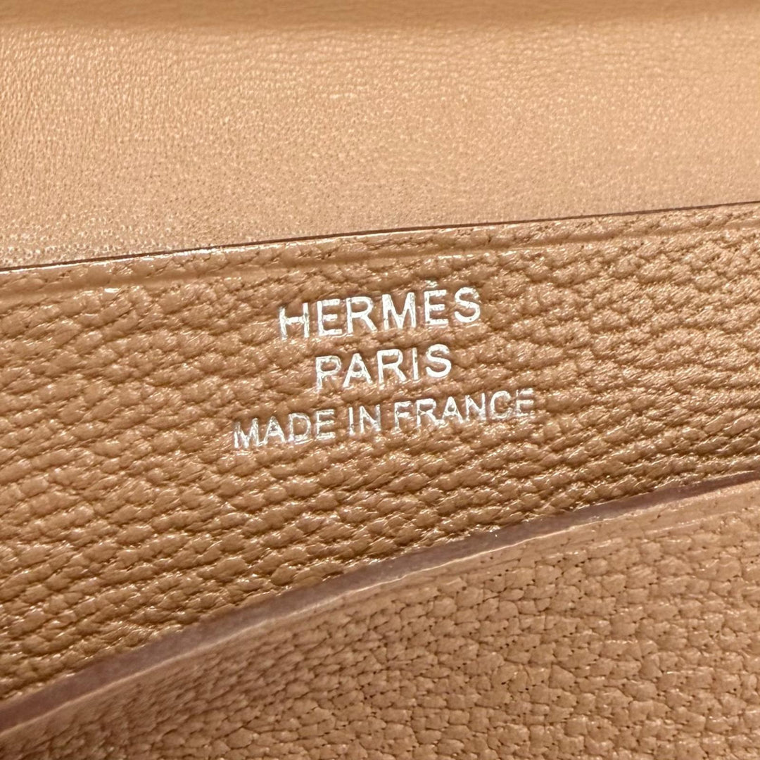 Pristine HERMES Bifold Wallet Bearn Mini Card case with coin case Shave Women
