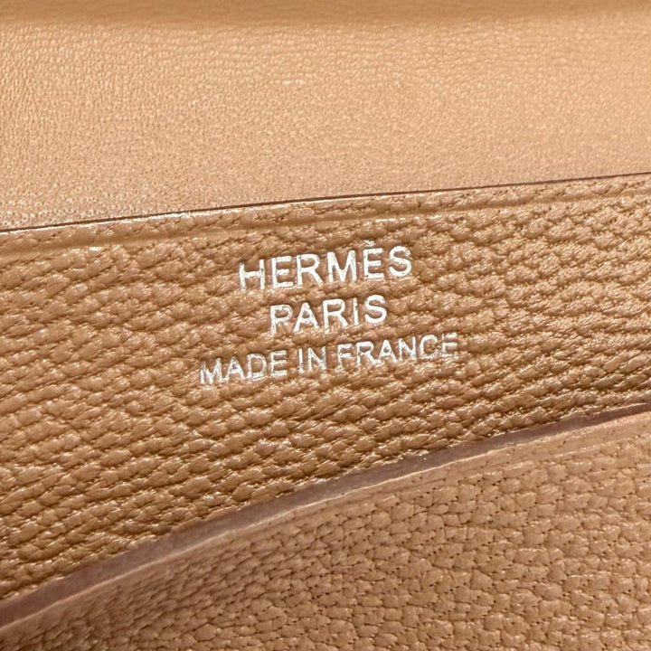 Pristine HERMES Bifold Wallet Bearn Mini Card case with coin case Shave Women