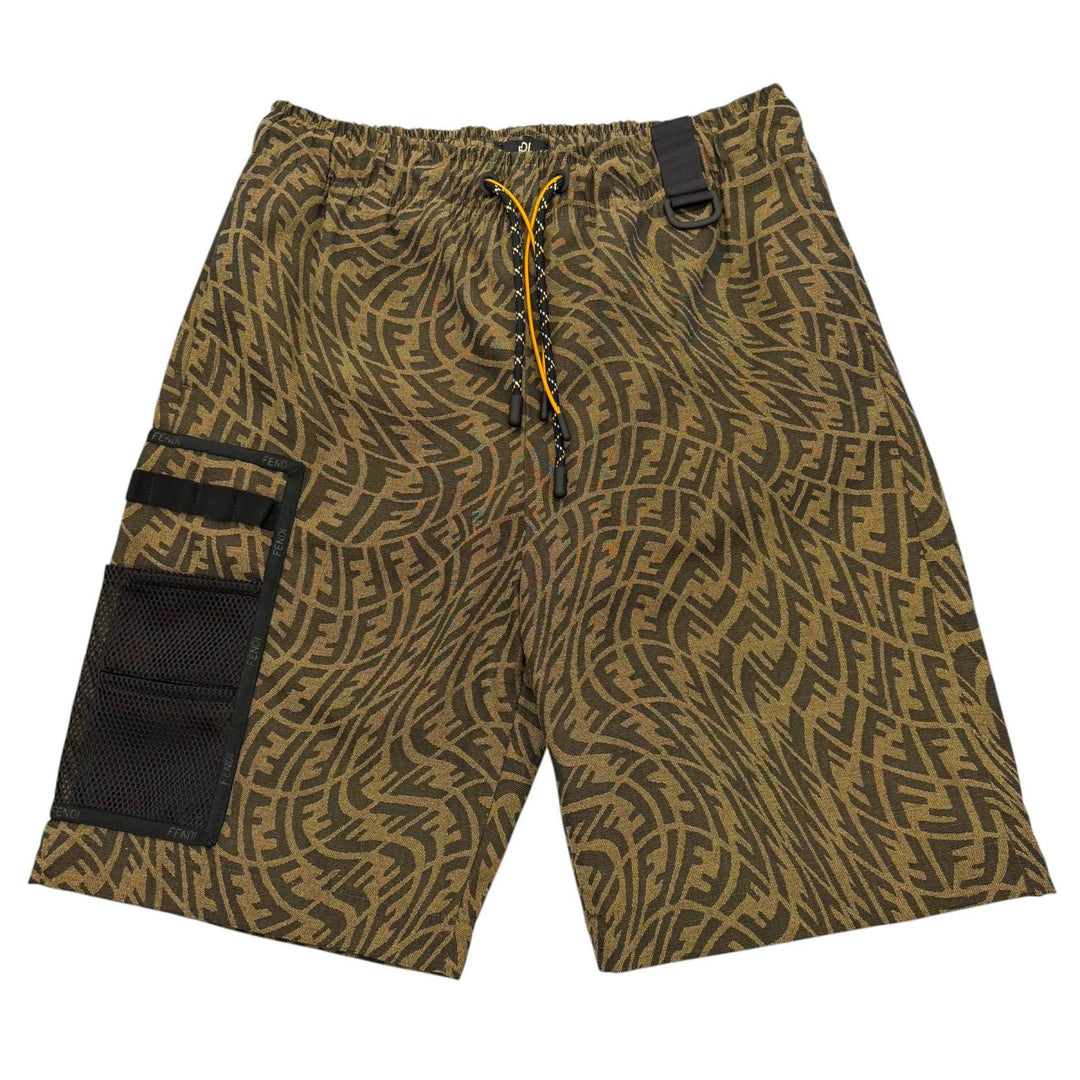 Excellent FENDI Pants FF Vertigo Detachable Brown polyester mens 52 FB0711