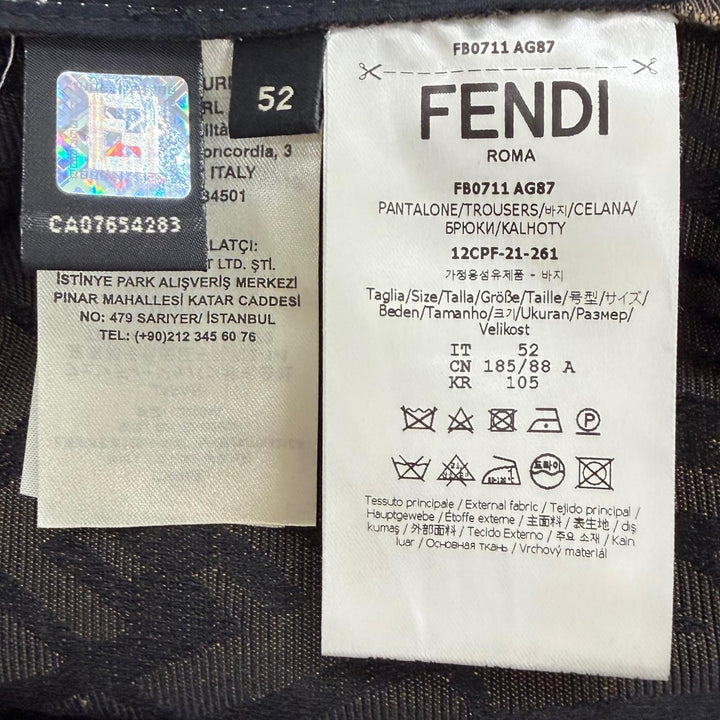 Excellent FENDI Pants FF Vertigo Detachable Brown polyester mens 52 FB0711
