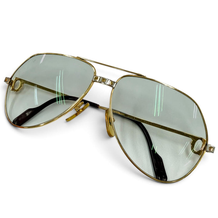 Very Good Cartier Glasses Santos Two Bridges Teardrop gold mens