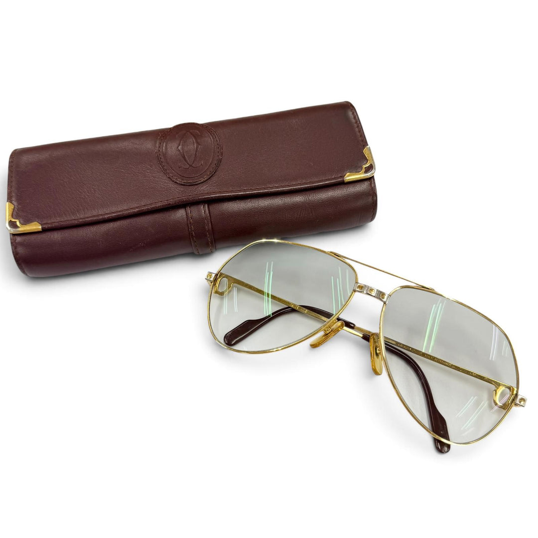 Very Good Cartier Glasses Santos Two Bridges Teardrop gold mens