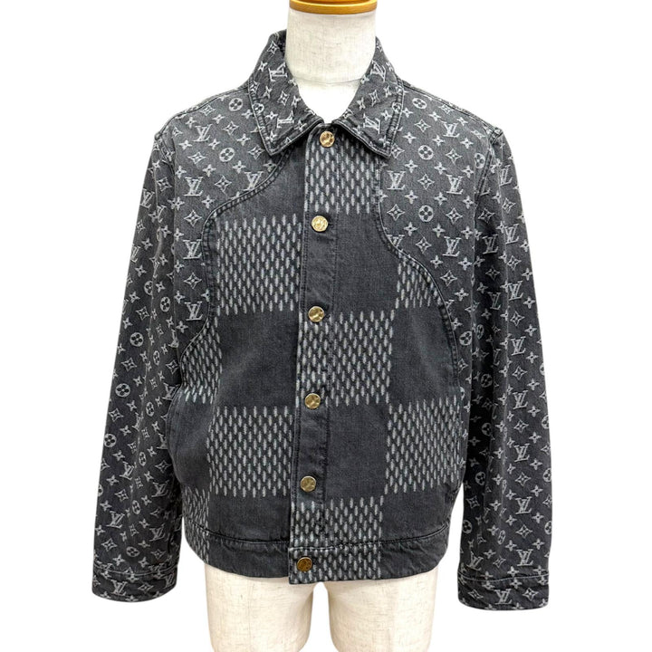 Excellent LOUIS VUITTON NIGO Denim Jacket Giant Damier Waves
