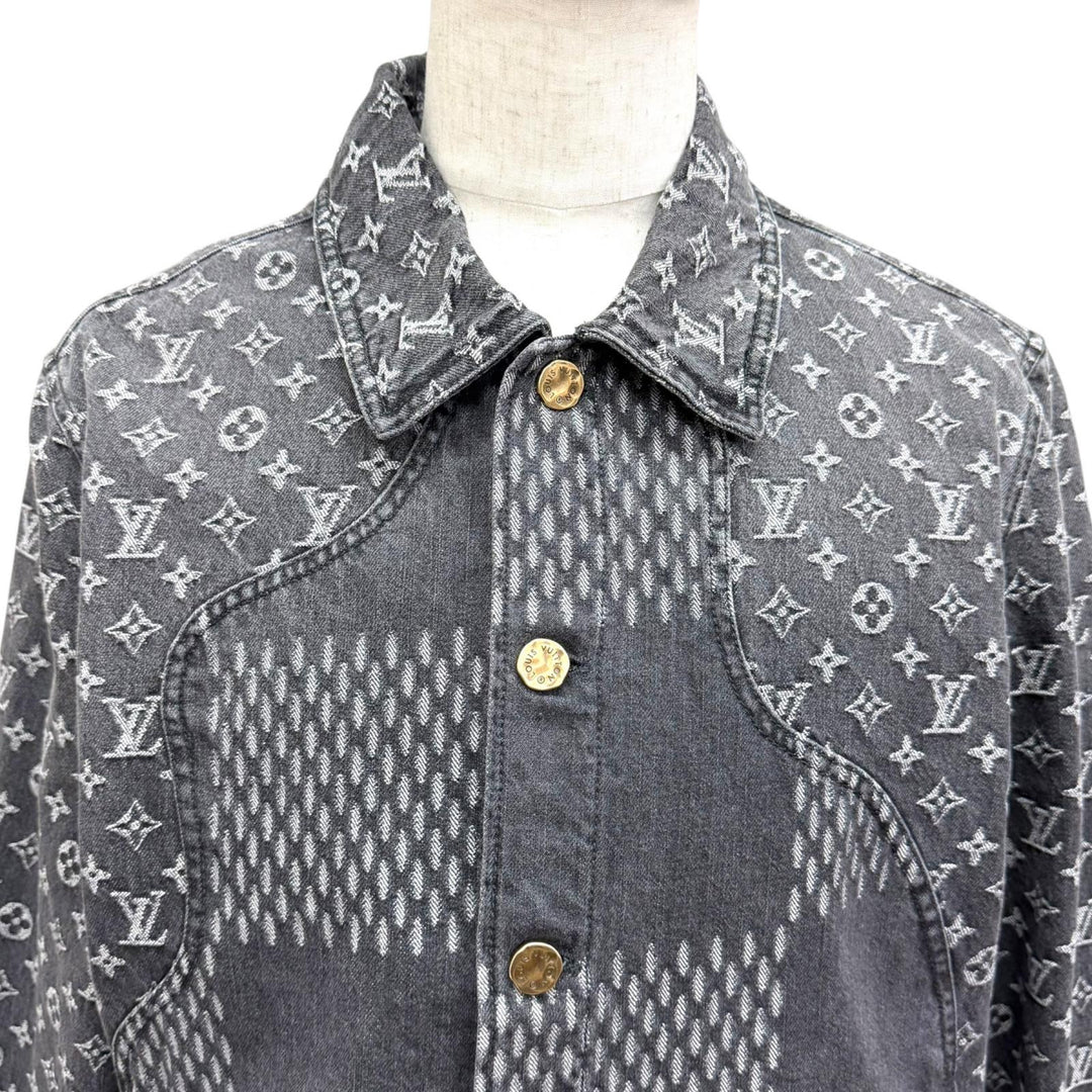Excellent LOUIS VUITTON NIGO Denim Jacket Giant Damier Waves