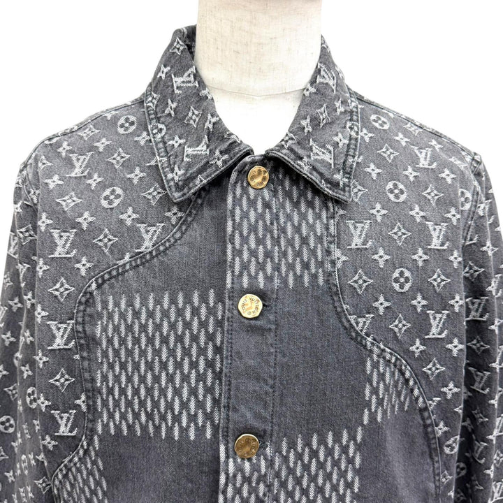 Excellent LOUIS VUITTON NIGO Denim Jacket Giant Damier Waves