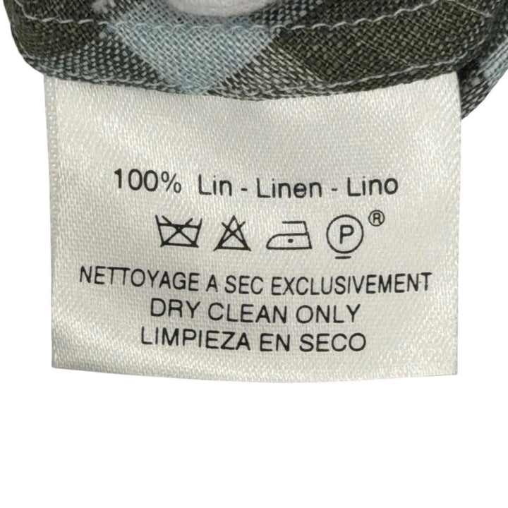 Excellent HERMES Long sleeve shirt Serie Button Bias Check Pattern green linen