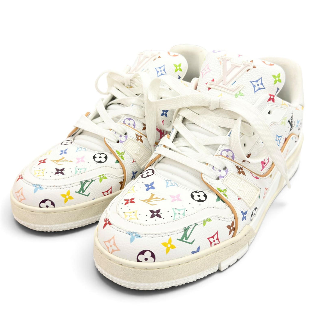 Great LOUIS VUITTON MURAKAMI sneakers LV sweatshirt white mens 6.5