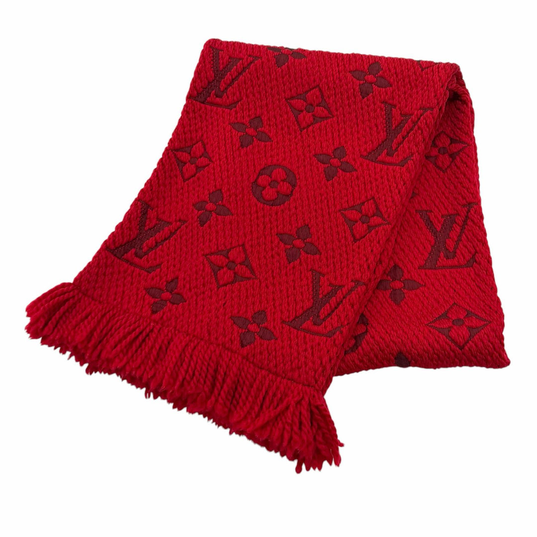 Great LOUIS VUITTON Scarf Escalp Logo Mania Monogram fringe wool Women M72432