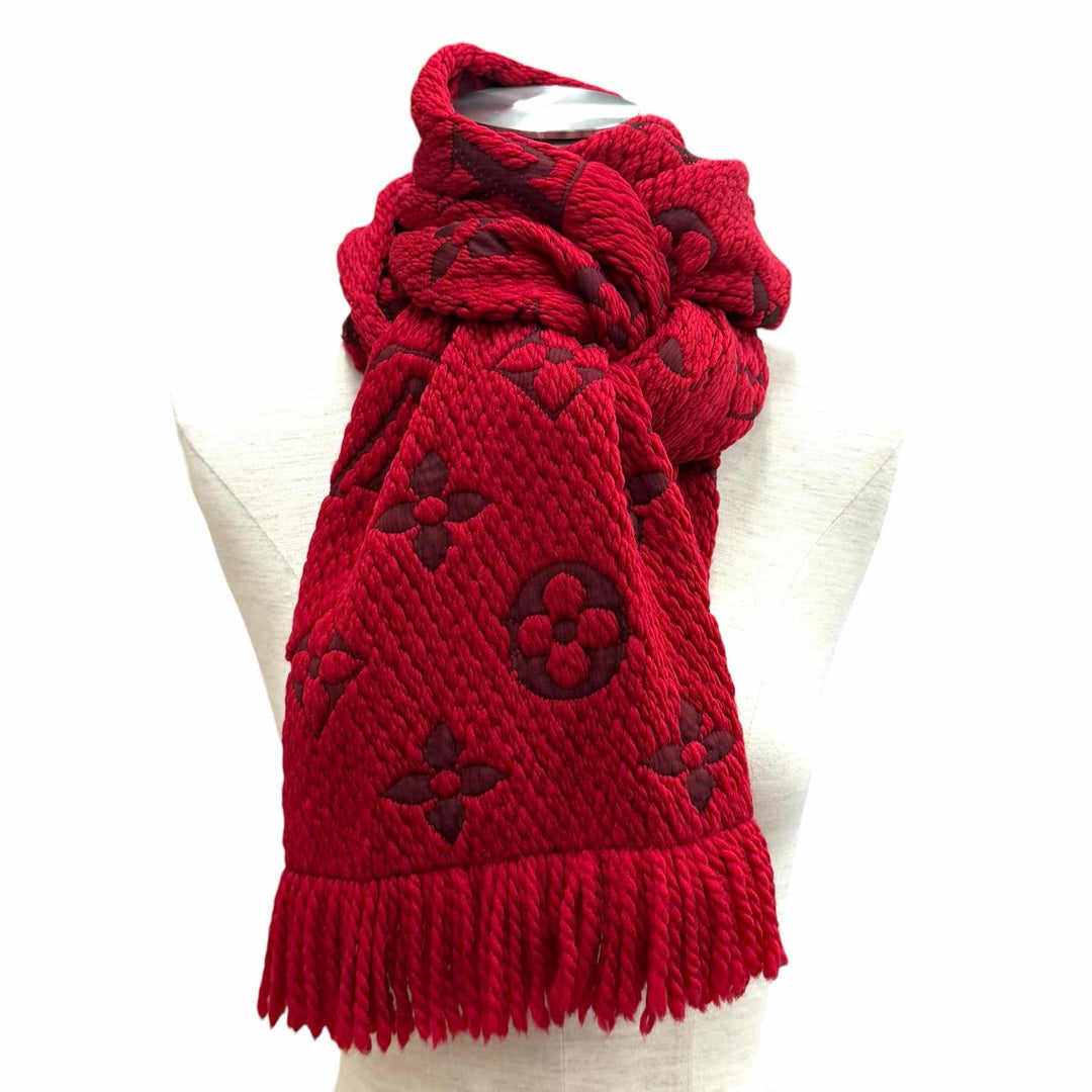 Great LOUIS VUITTON Scarf Escalp Logo Mania Monogram fringe wool Women M72432