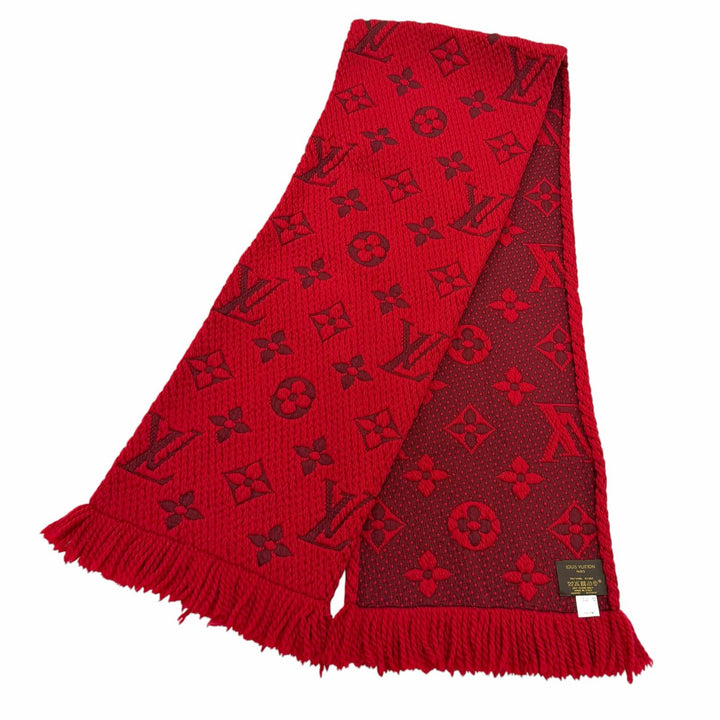 Great LOUIS VUITTON Scarf Escalp Logo Mania Monogram fringe wool Women M72432