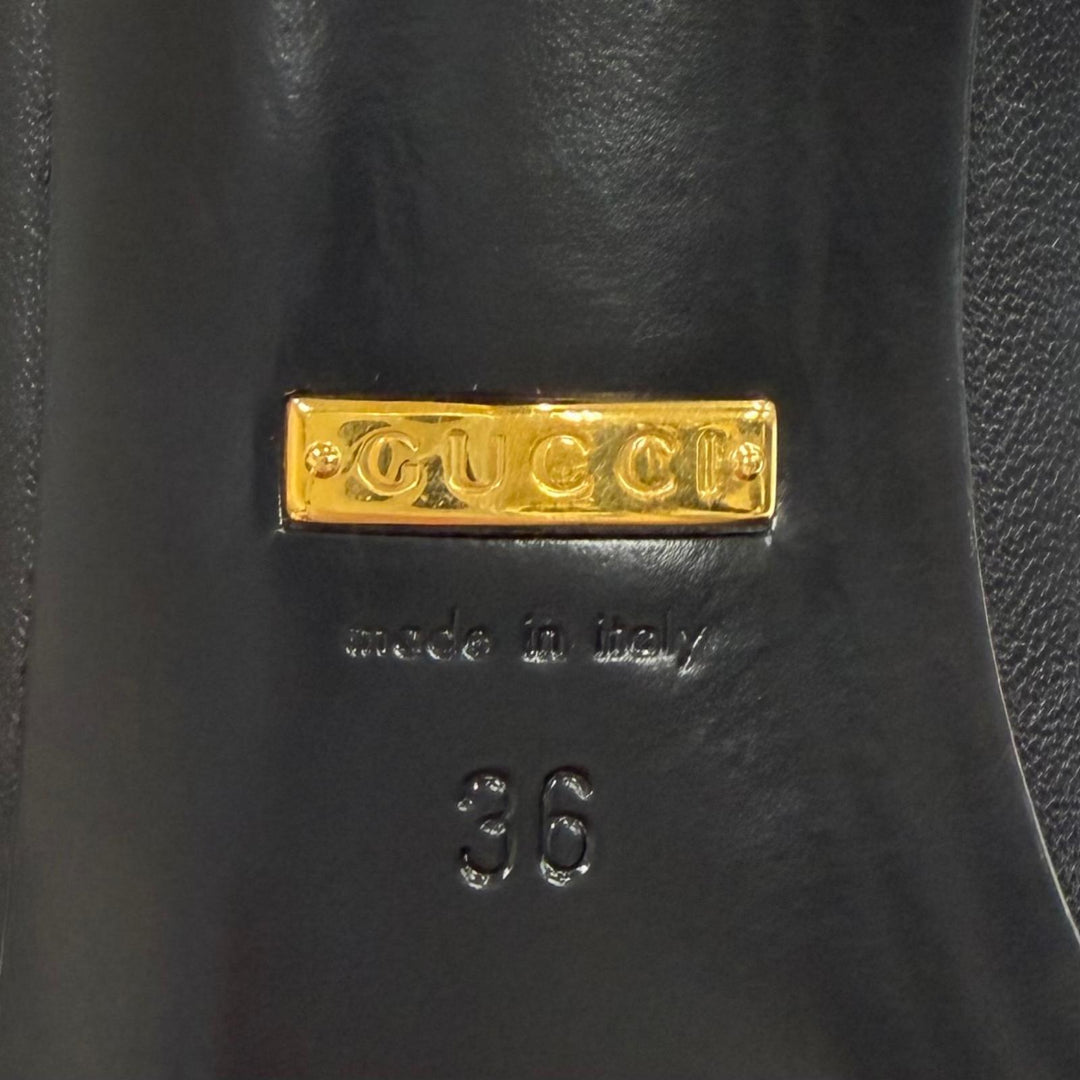 Pristine GUCCI pumps Pointed toe stiletto heel leather black leather 36 716687
