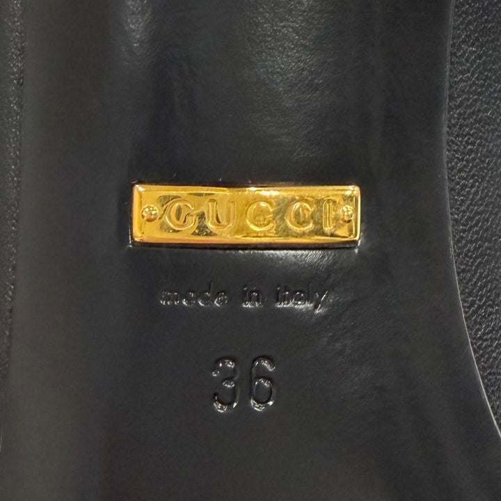 Pristine GUCCI pumps Pointed toe stiletto heel leather black leather 36 716687