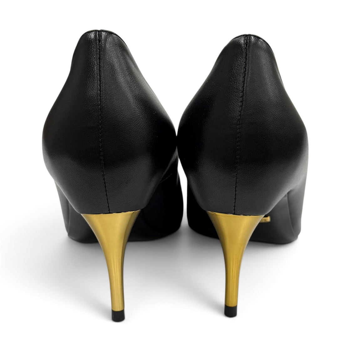 Pristine GUCCI pumps Pointed toe stiletto heel leather black leather 36 716687